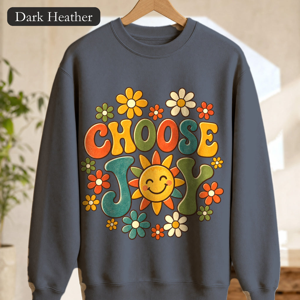 Choose Joy Shirt, Retro Groovy Tee, 70s Aesthetic Gift, Positive Affirmation Sweatshirt