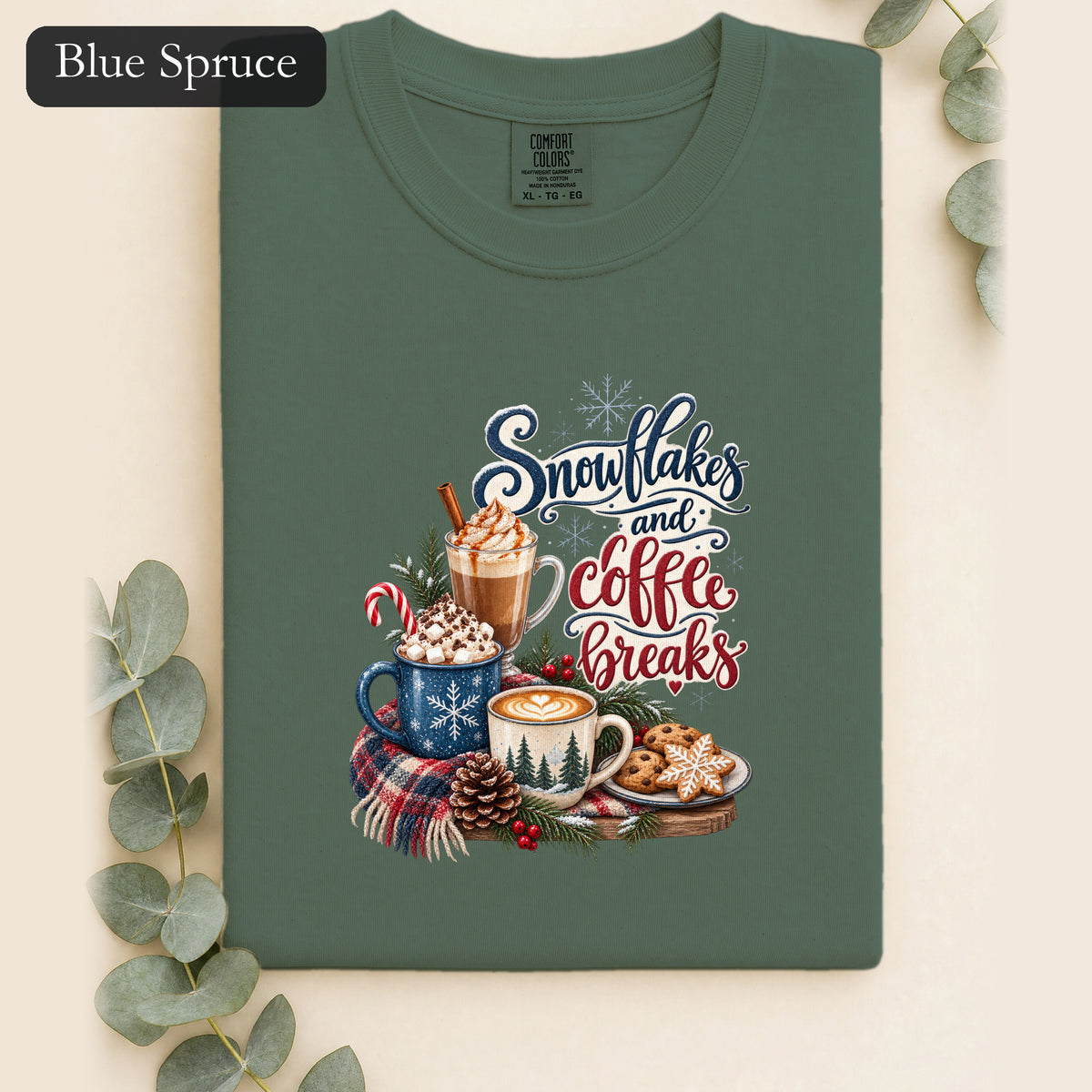 Snowflakes and Coffee Break Shirt | Winter Hot Cocoa Mug Design