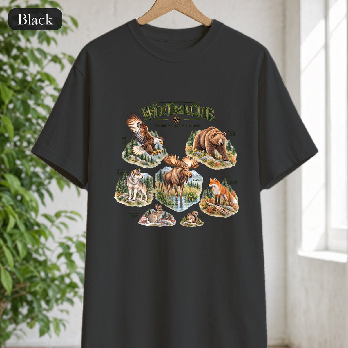 Wild Trail Club Shirt, Woodland Animals Tee, Walk Steady Go Far, Hiking Nature Lover Gift