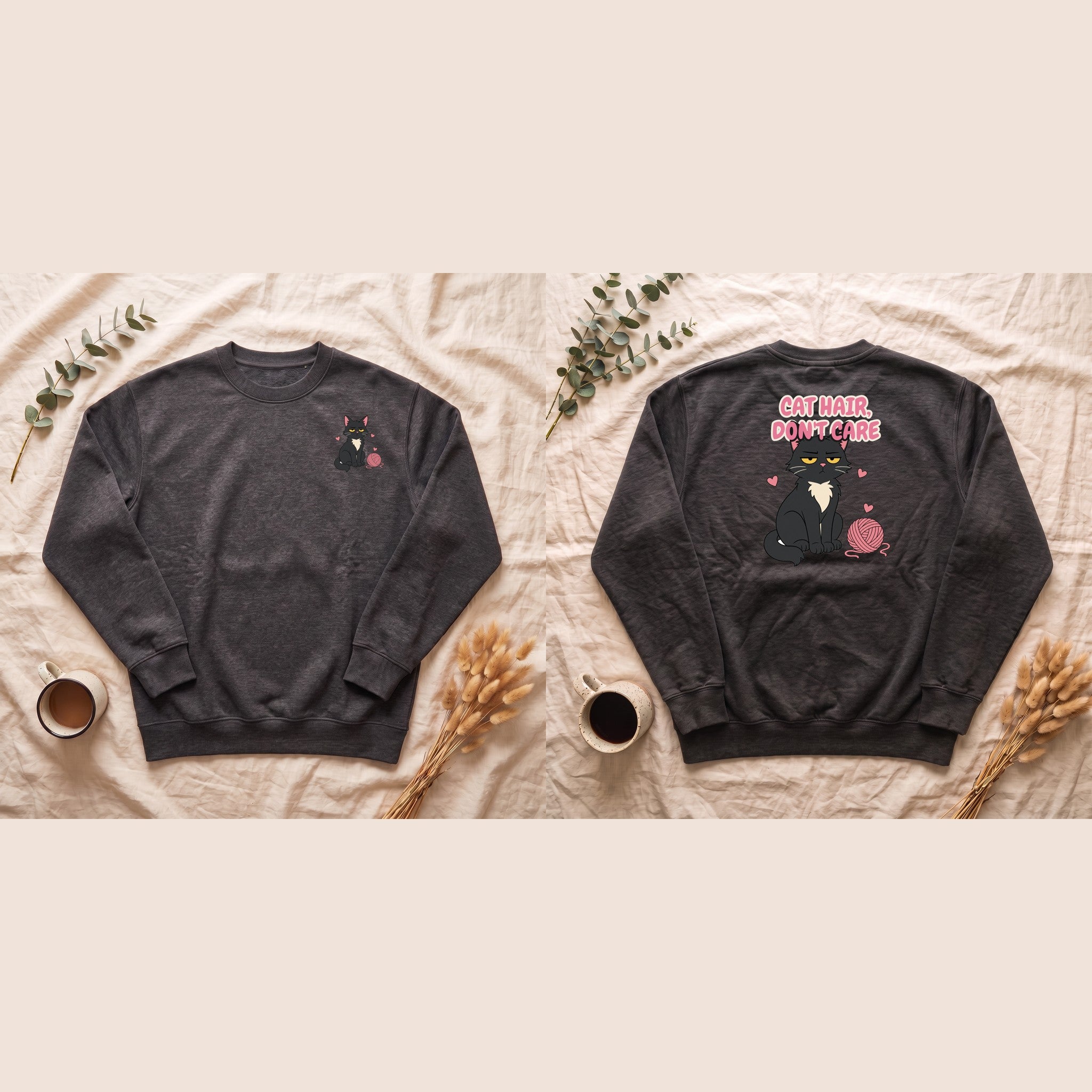 Cat Hair Don't Care Shirt, Funny Cat Mom Tee, Cat Lover Gift, Cat Owner Sweatshirt