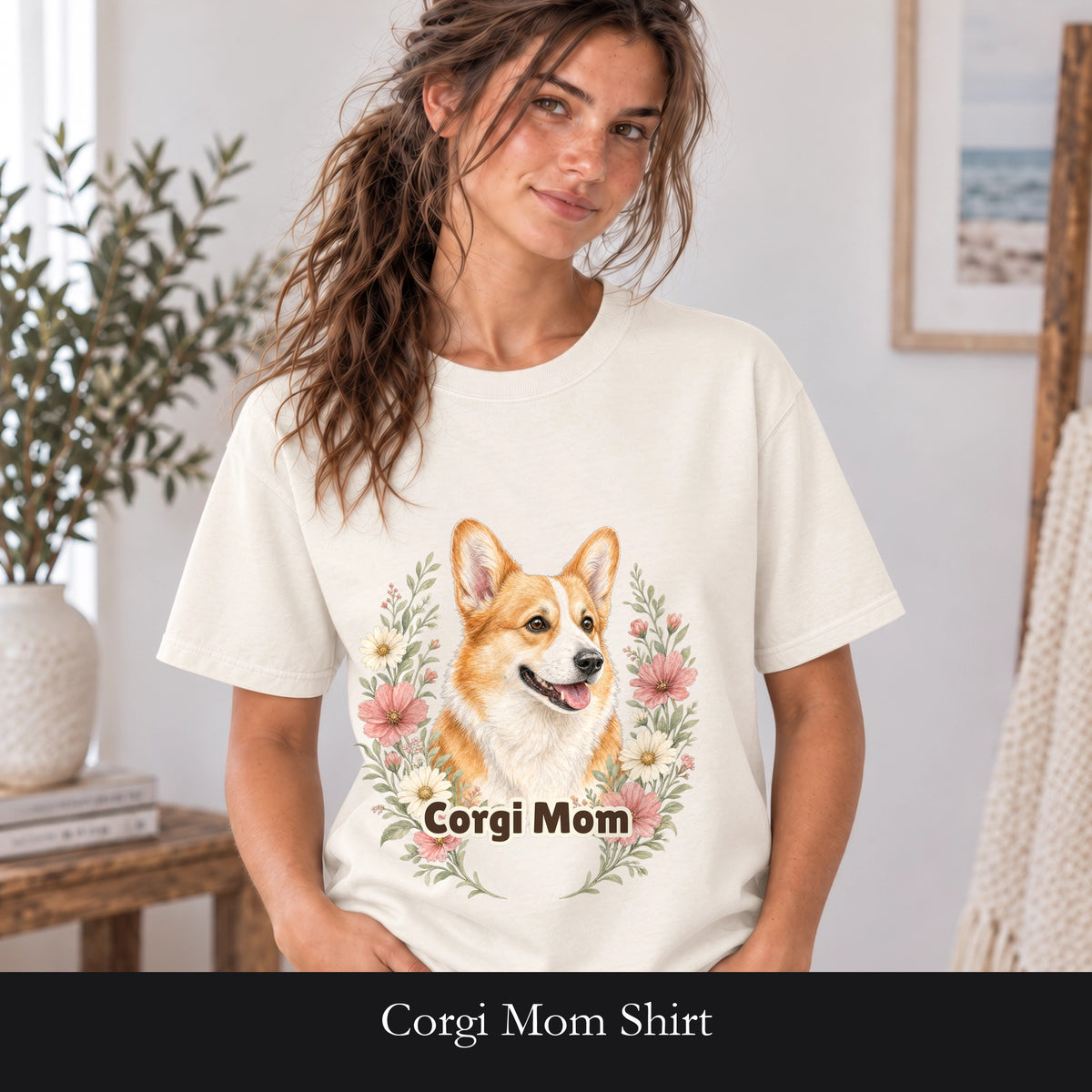 Corgi Mom Shirt, Corgi Mama Tee, Dog Mom Gift, Wildflower Corgi Lover Sweatshirt, Cute Dog Owner Gift