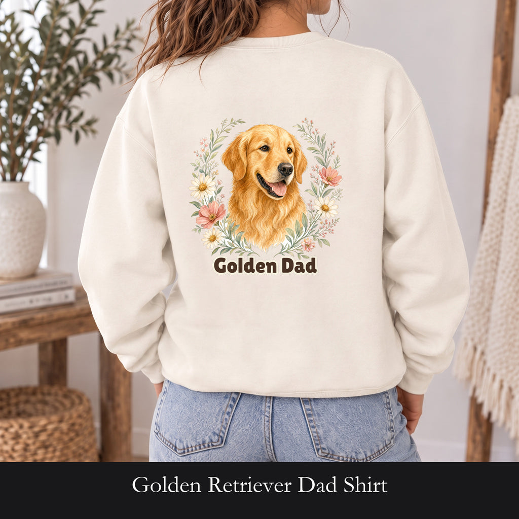 Golden Retriever Dad Shirt, Golden Dad Tee, Dog Dad Gift, Wildflower Dog Lover Sweatshirt, Cute Dog Owner Gift