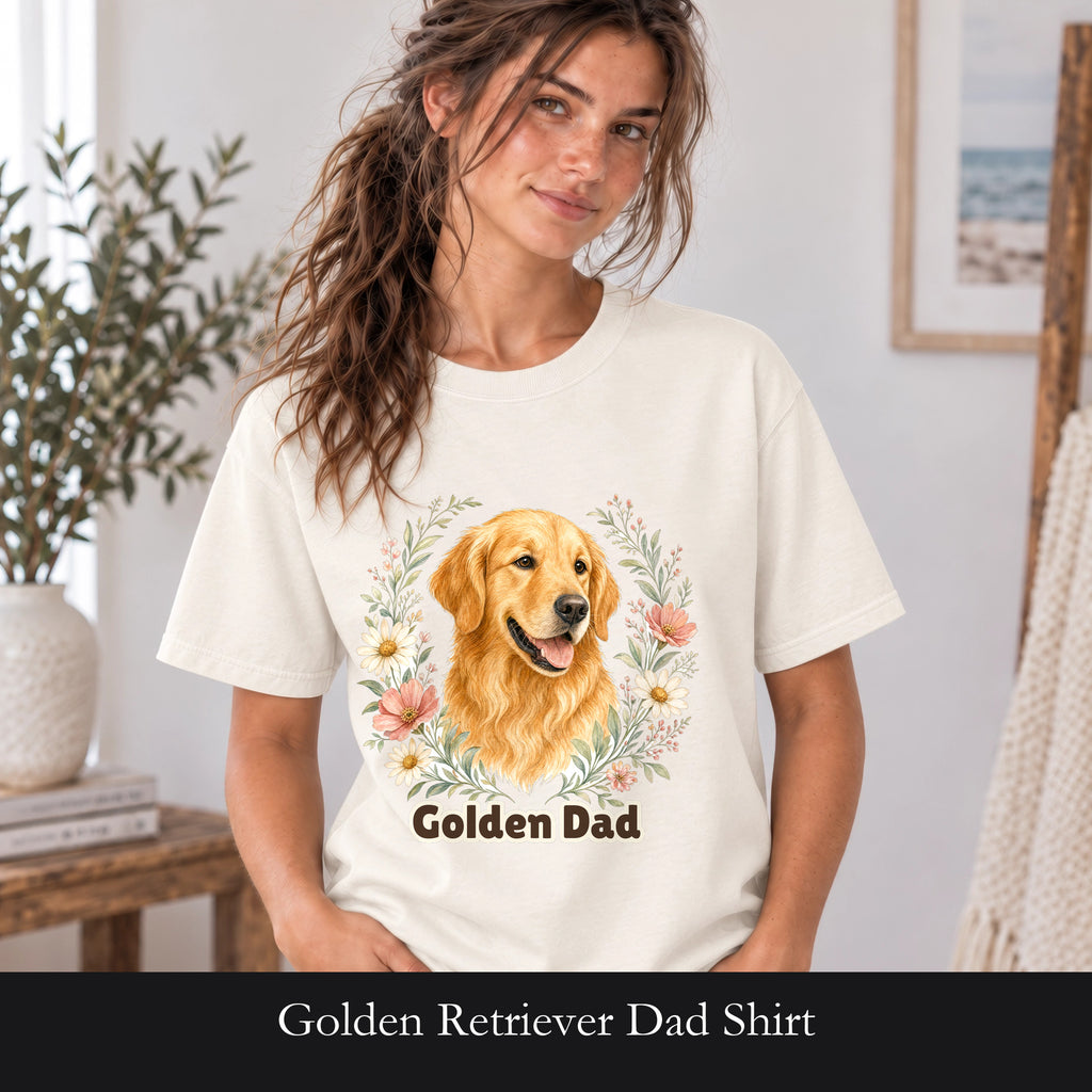 Golden Retriever Dad Shirt, Golden Dad Tee, Dog Dad Gift, Wildflower Dog Lover Sweatshirt, Cute Dog Owner Gift