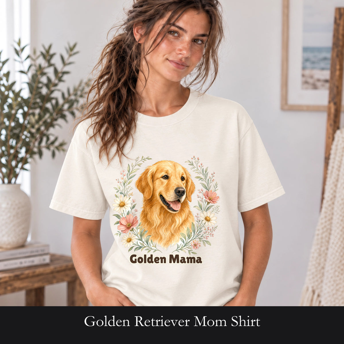 Golden Retriever Mom Shirt, Golden Mama Tee, Dog Mom Gift, Wildflower Dog Lover Sweatshirt, Cute Dog Owner Gift