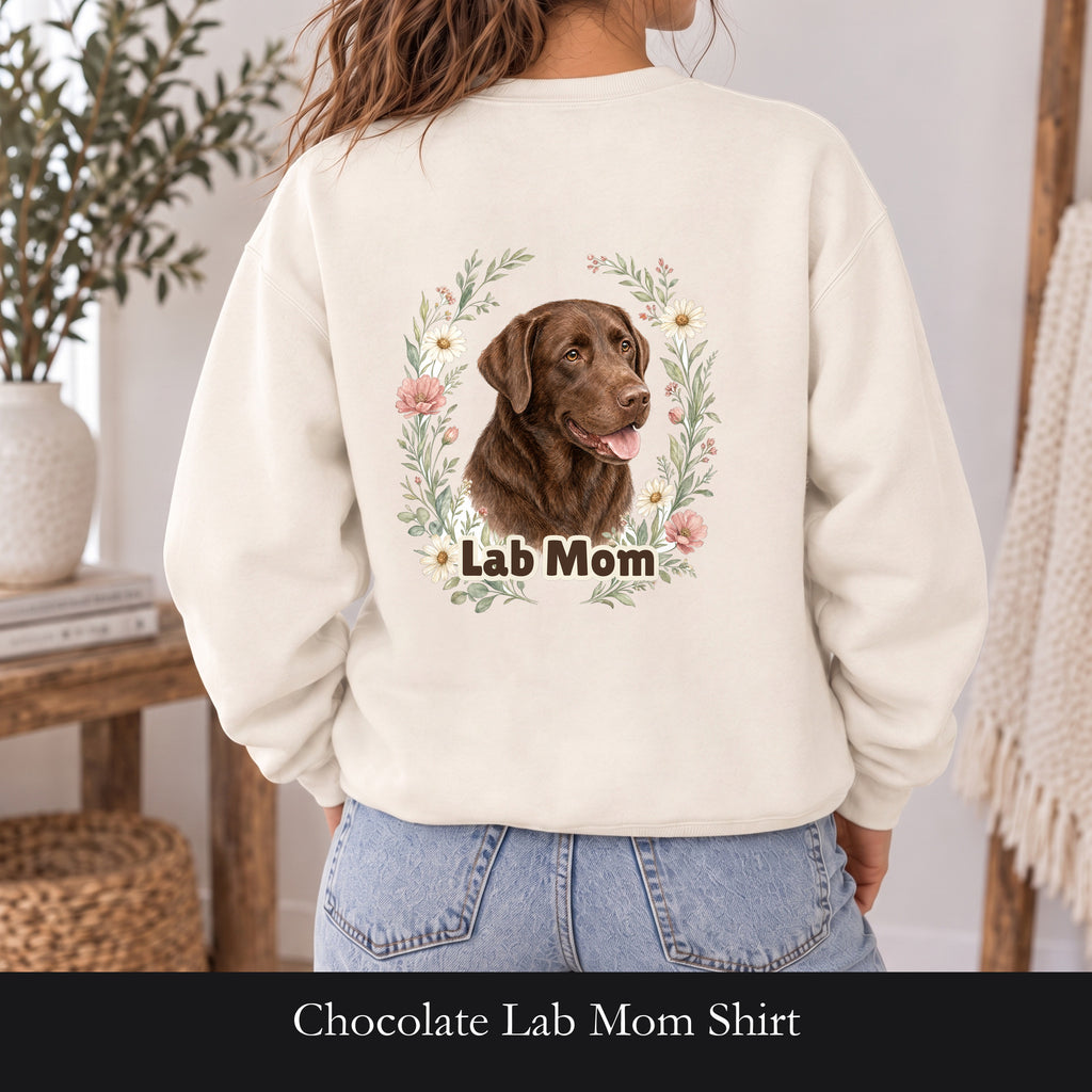 Chocolate Lab Mom Shirt, Labrador Mom Tee, Dog Mom Gift, Wildflower Dog Lover Sweatshirt, Cute Dog Owner Gift