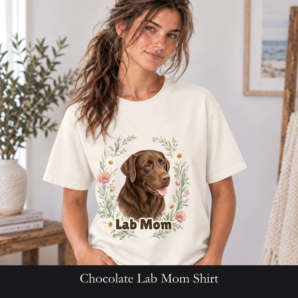 Chocolate Lab Mom Shirt, Labrador Mom Tee, Dog Mom Gift, Wildflower Dog Lover Sweatshirt, Cute Dog Owner Gift