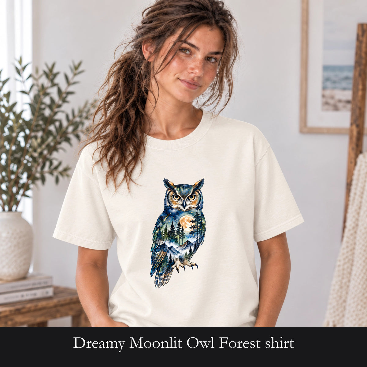 Dreamy Moonlit Owl Forest shirt | Owl Moon Tee