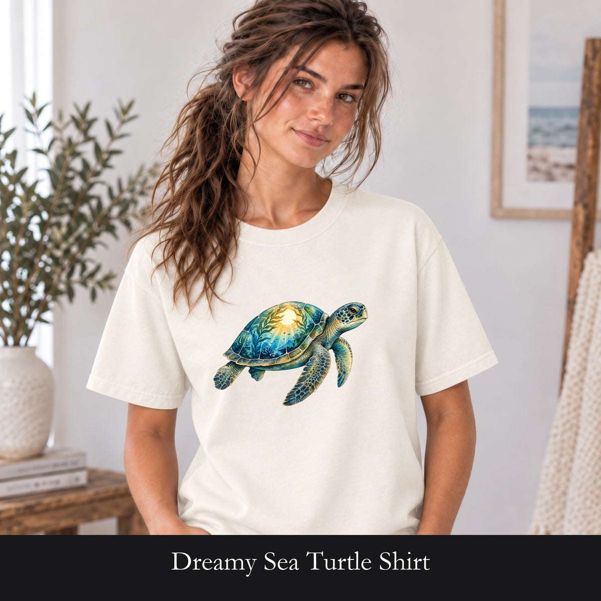Dreamy Sea Turtle Shirt | Cosmic Turtle Illustration, Ocean Wildlife