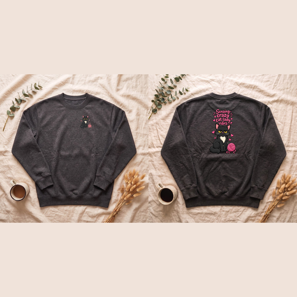 Sensing Crazy Cat Lady Vibes Shirt, Funny Cat Mom Tee, Cat Lover Gift, Sarcastic Cat Owner Sweatshirt