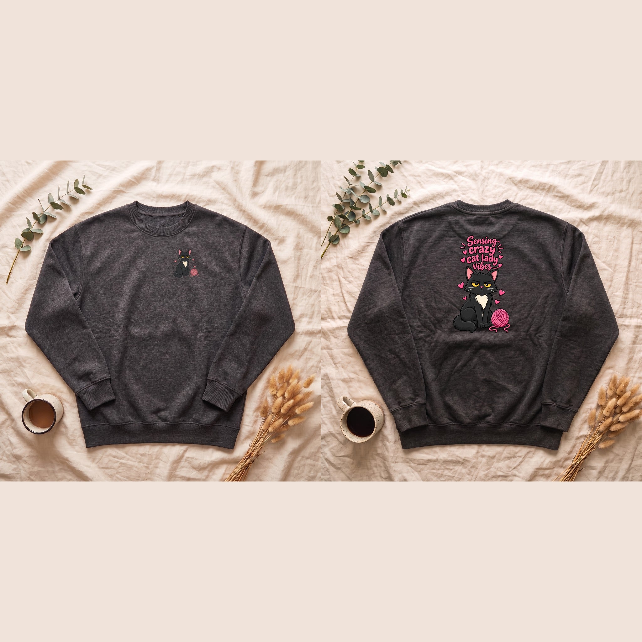 Sensing Crazy Cat Lady Vibes Shirt, Funny Cat Mom Tee, Cat Lover Gift, Sarcastic Cat Owner Sweatshirt