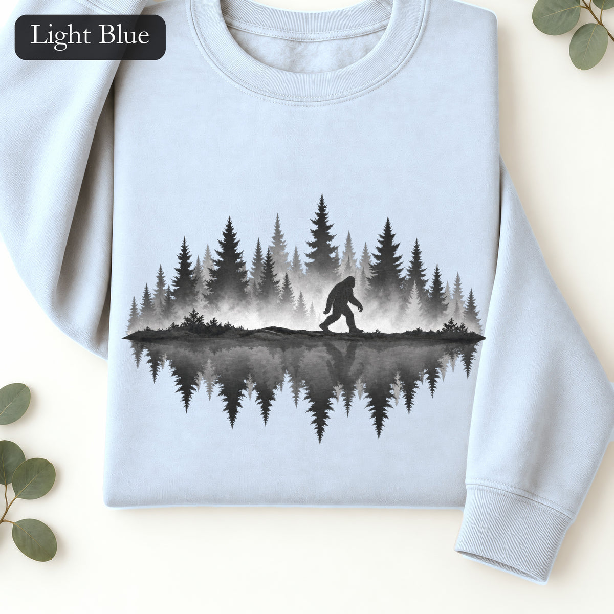 Bigfoot Silhouette Forest Crewneck Sweatshirt