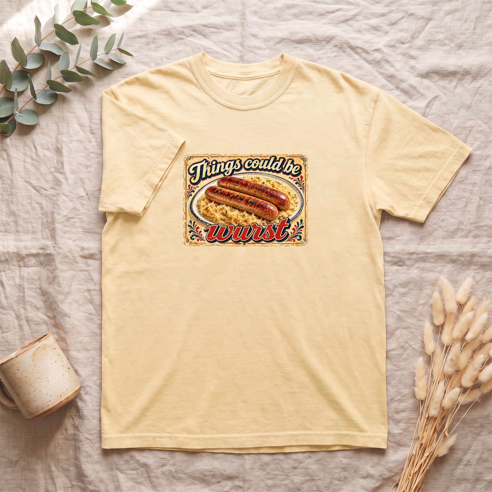 Things Could Be Wurst bratwurst illustration Shirt | vintage diner graphic