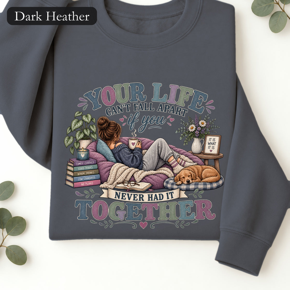 Your Life Your Cottagecore Aesthetic Sweatshirt | Cozy Reading Dog Design