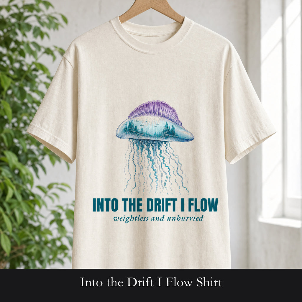 Into the Drift I Flow Shirt, Jellyfish Double Exposure Tee, Ocean Diver Sea Life Gift, Nautical Marine Sweatshirt
