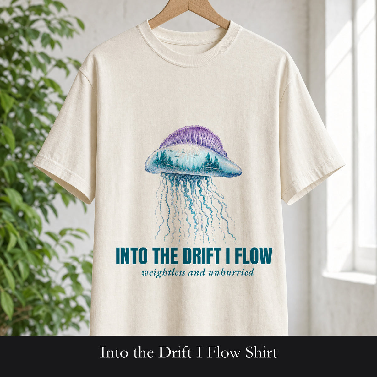 Into the Drift I Flow Shirt, Jellyfish Double Exposure Tee, Ocean Diver Sea Life Gift, Nautical Marine Sweatshirt