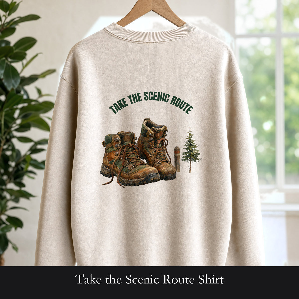 Take the Scenic Route Shirt, Hiking Trail Tee, Outdoor Adventure Nature Gift, Painterly Mountain Sweatshirt