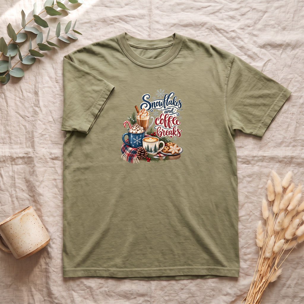 Snowflakes and Coffee Break Shirt | Winter Hot Cocoa Mug Design