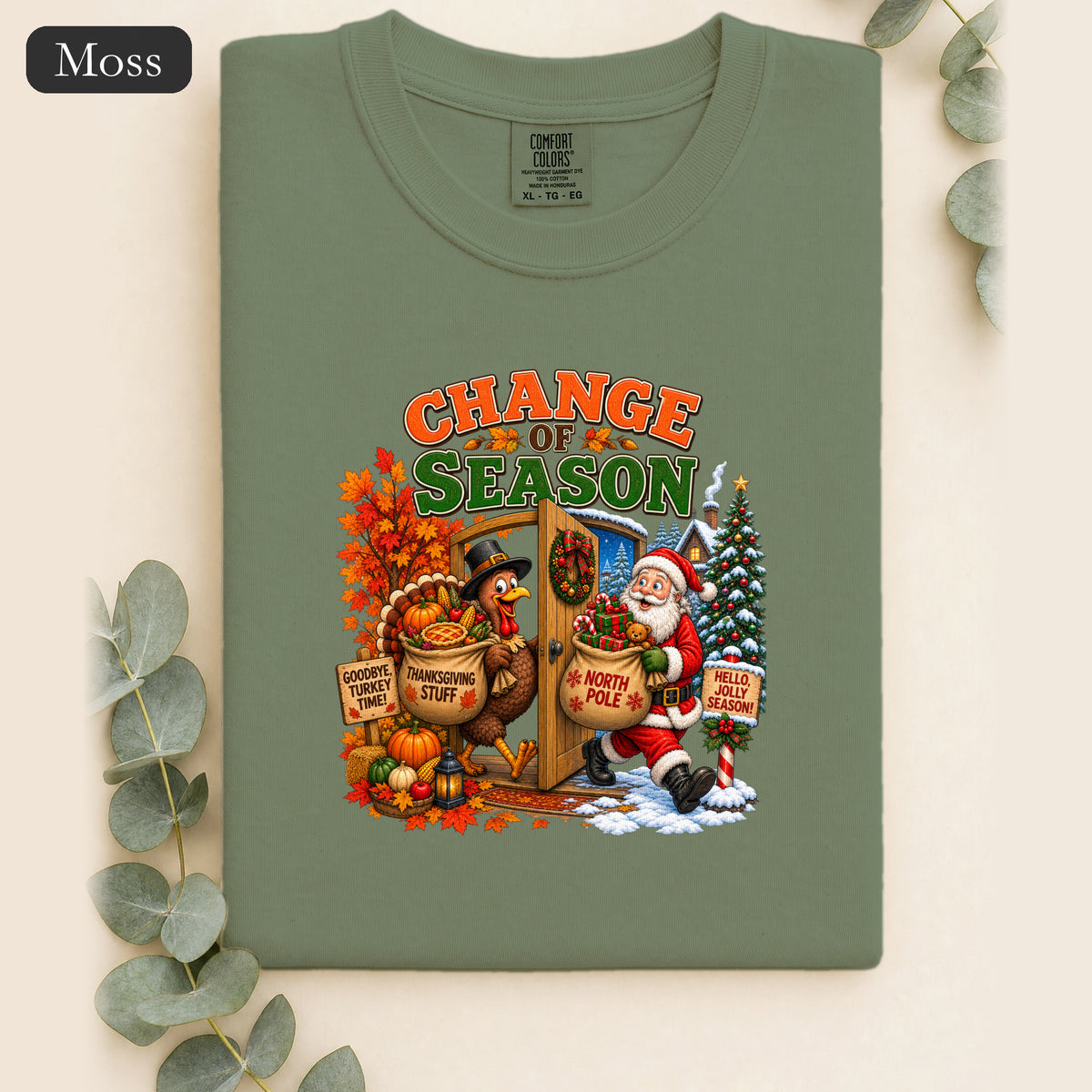 Change of Season Shirt | Fall to Winter Holiday Pumpkin Santa Design
