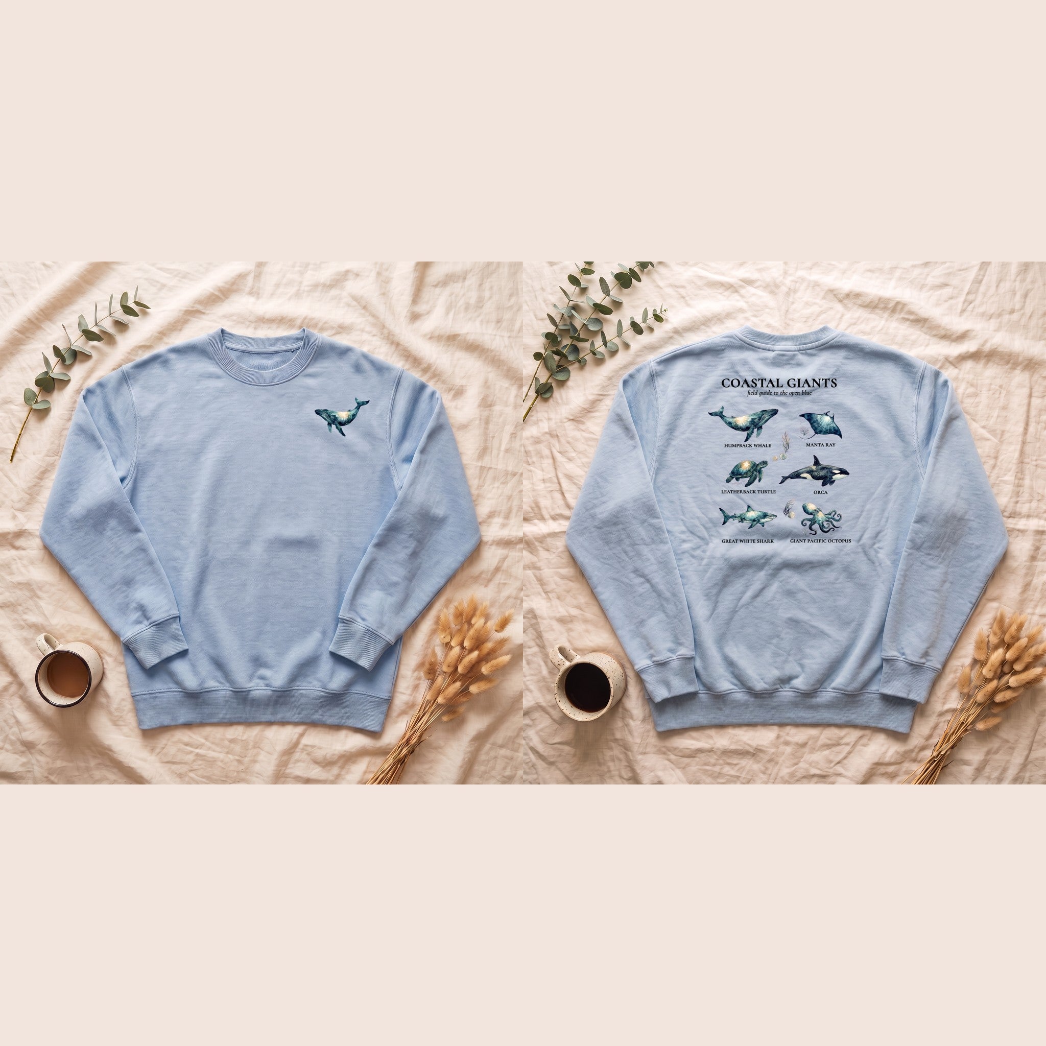 Coastal Giants Ocean Field Guide Shirt, Whale Manta Sea Turtle Tee, Marine Life Ocean Lover Gift, Nautical Sweatshirt