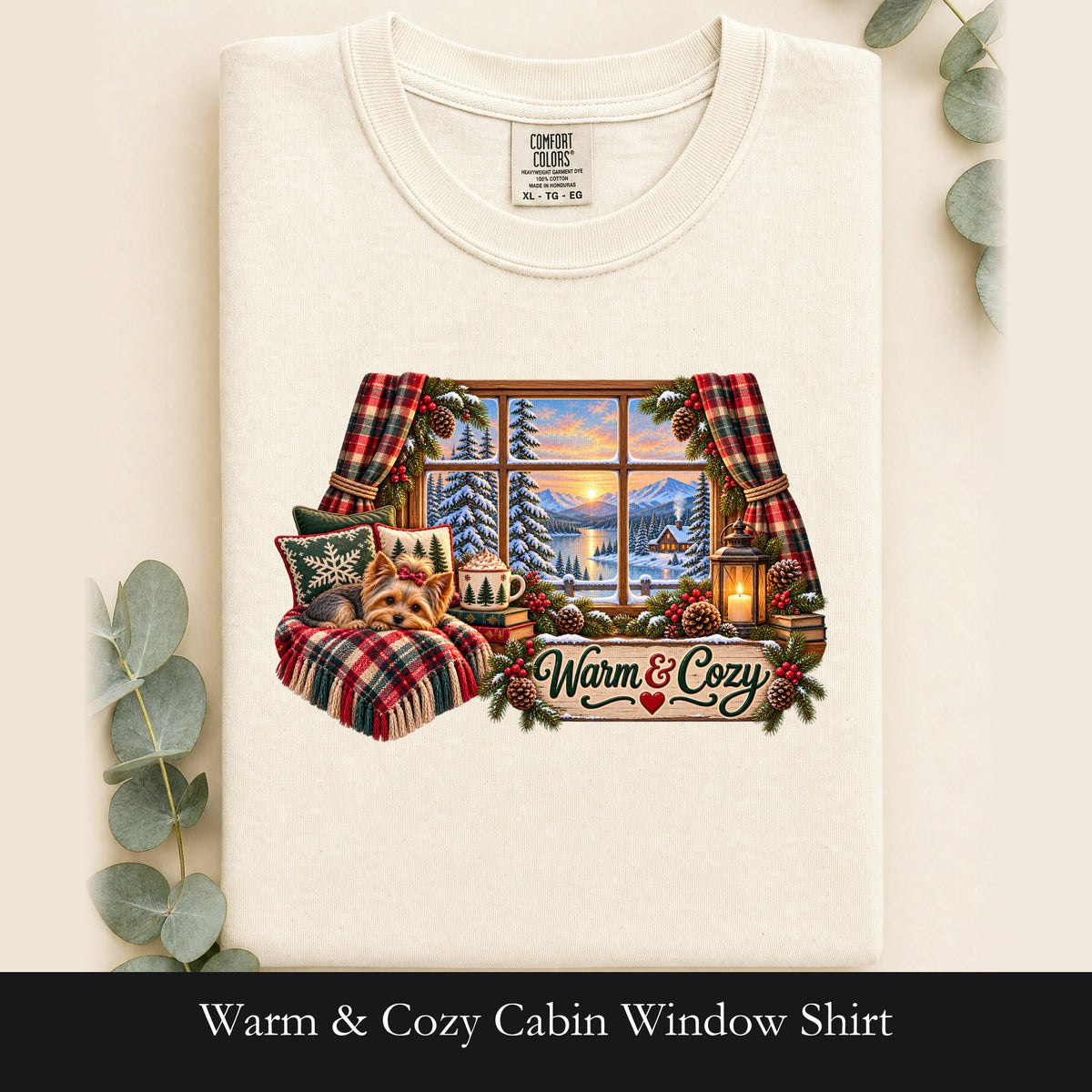 Warm & Cozy Cabin Window Shirt | Winter Lodge Plaid Decor