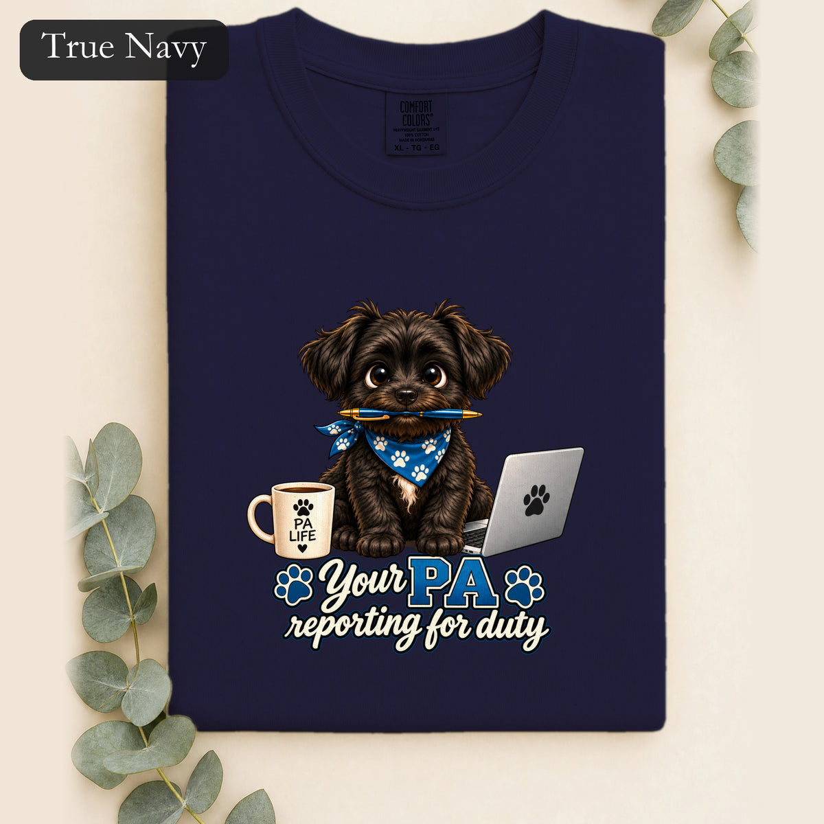 Yorkie PA Reporting For Duty Shirt | Personal Assistant Paw Print