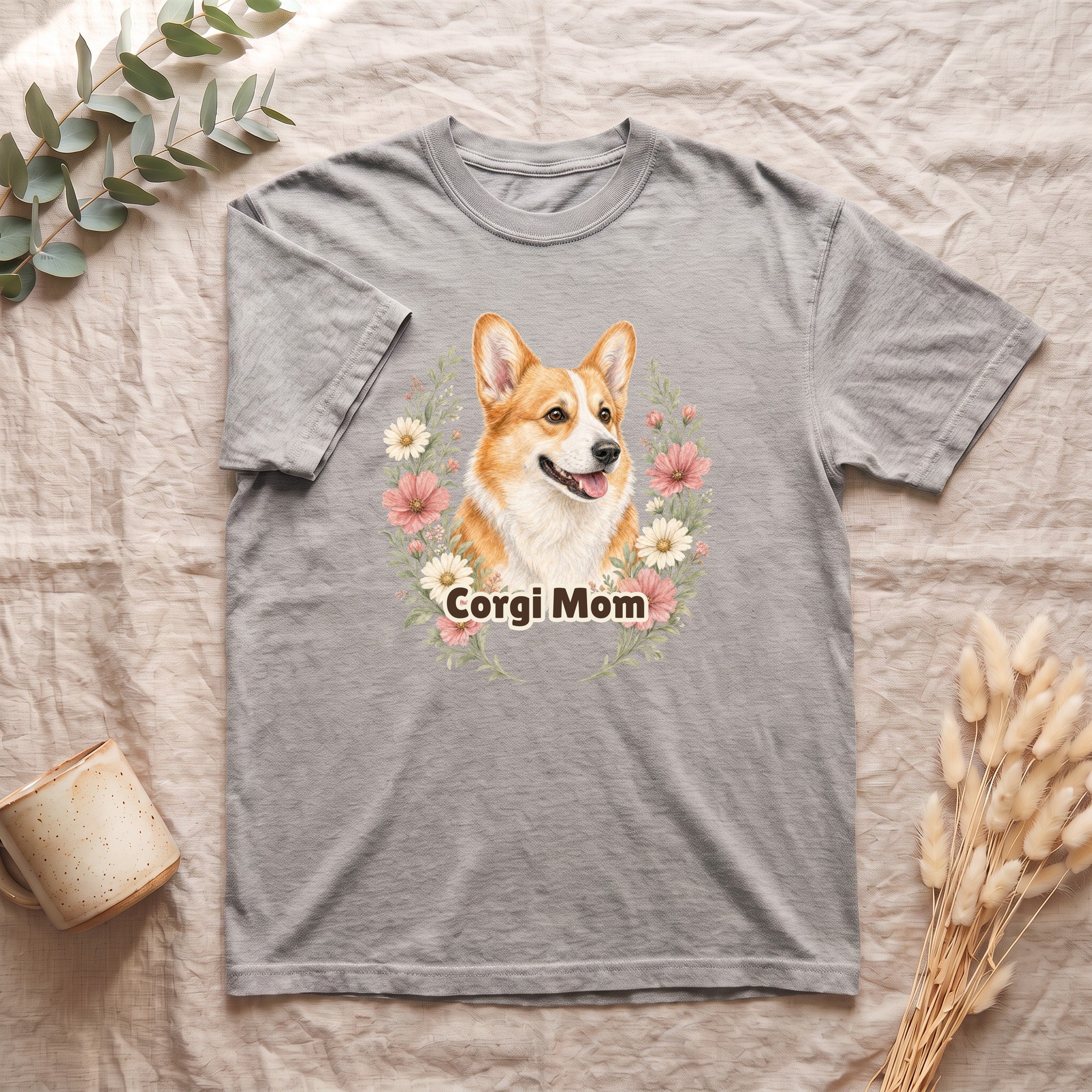 Corgi Mom Shirt, Corgi Mama Tee, Dog Mom Gift, Wildflower Corgi Lover Sweatshirt, Cute Dog Owner Gift