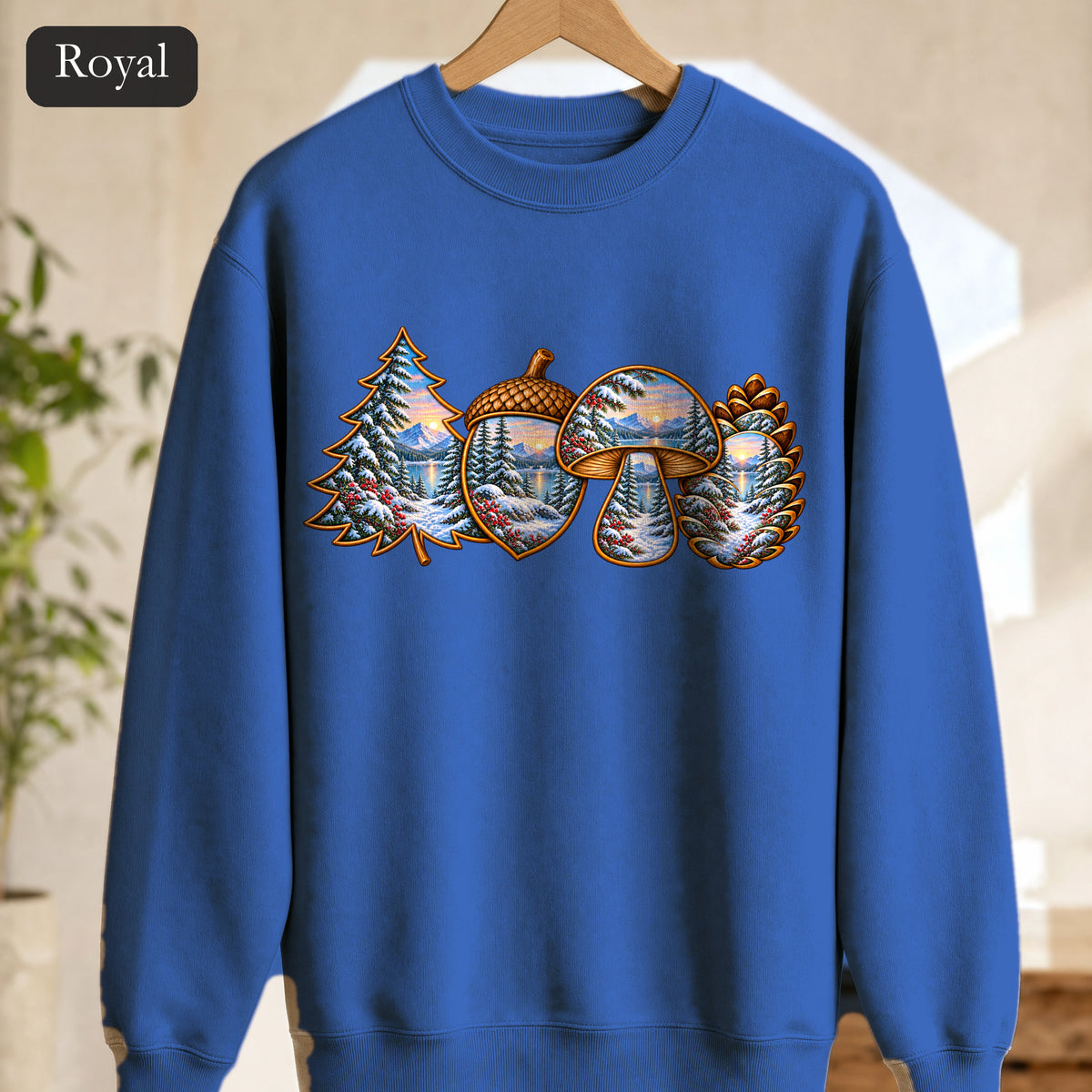 Winter Forest Crewneck, Vintage Cabin Nature Sweatshirt
