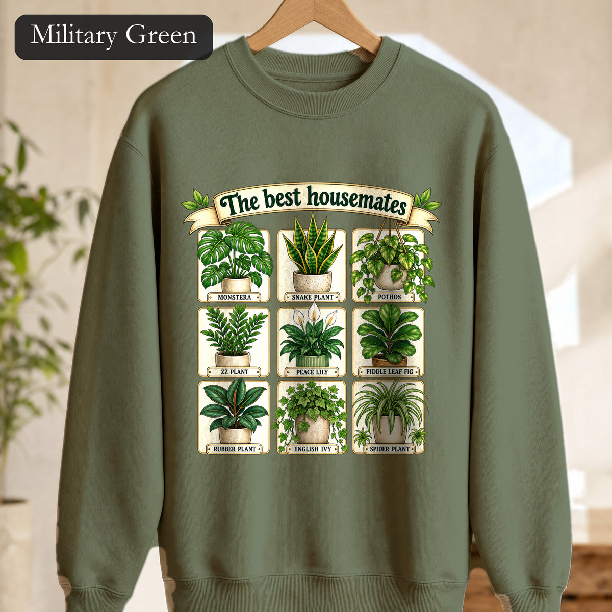 The Best Housemates plant grid Sweatshirt | Crewneck