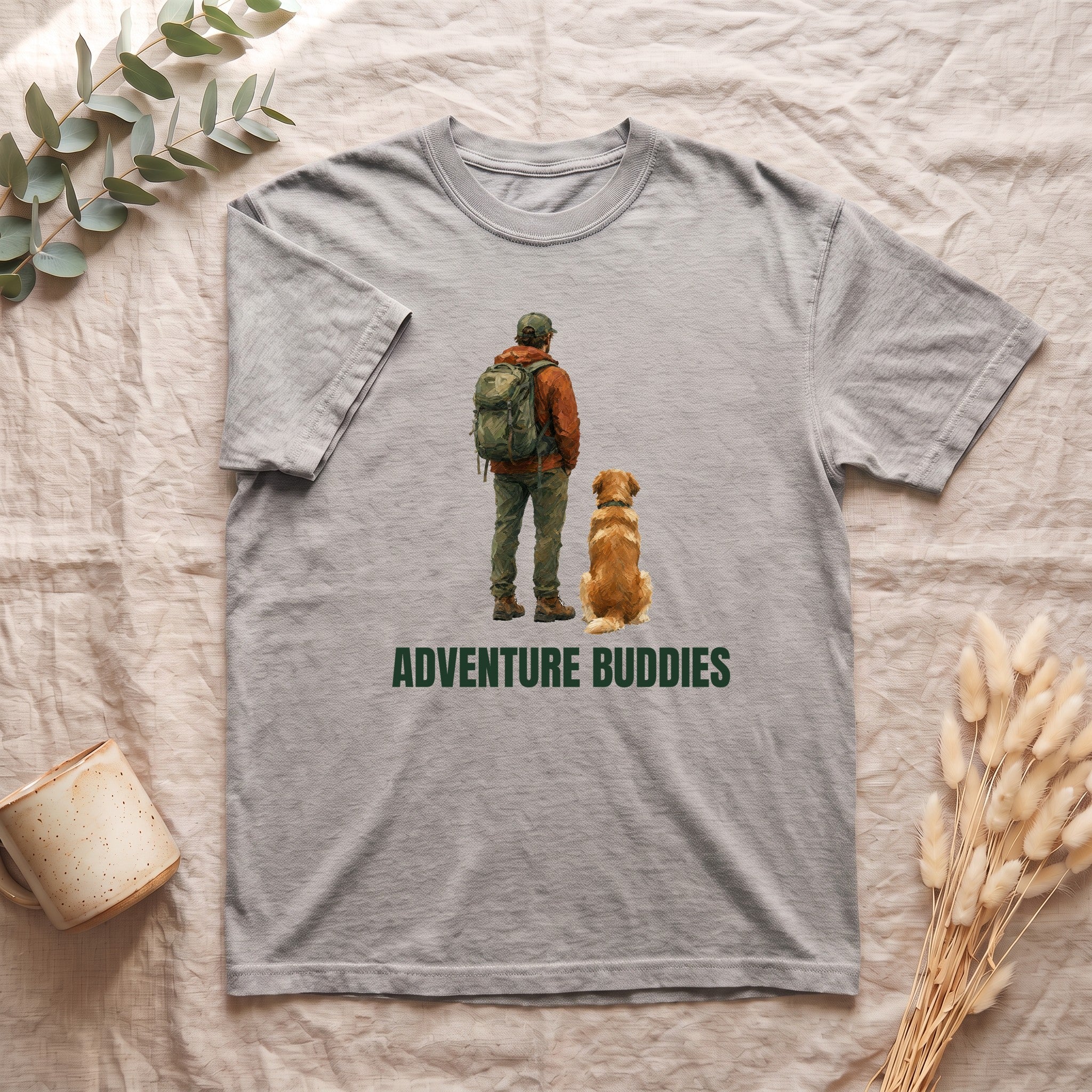 Adventure Buddies Shirt, Dog and Human Hiking Tee, Matching Dog Owner Gift, Painterly Outdoor Sweatshirt