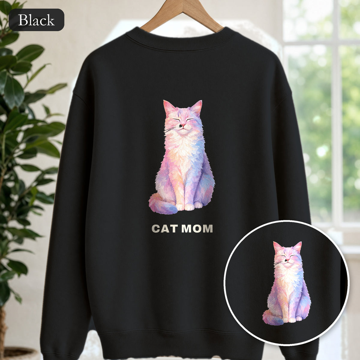 Cat Mom Shirt, Pastel Painterly Cat Tee, Cute Cat Lover Gift, Cat Owner Sweatshirt for Her