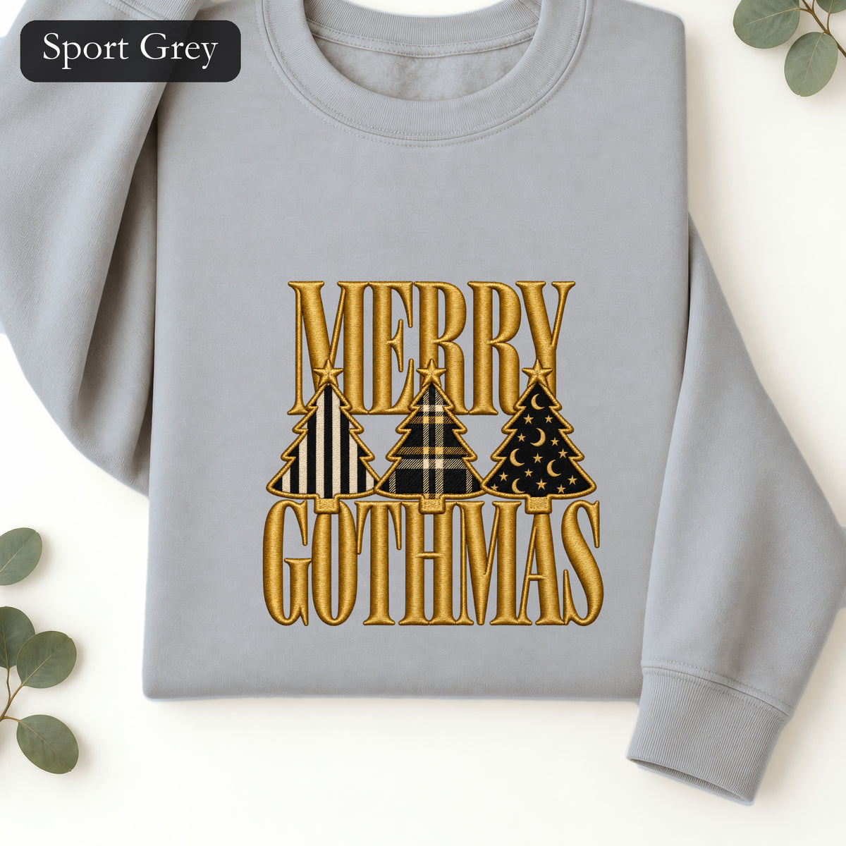 Merry Gothmas Sweatshirt | Gothic Christmas Tree Typography