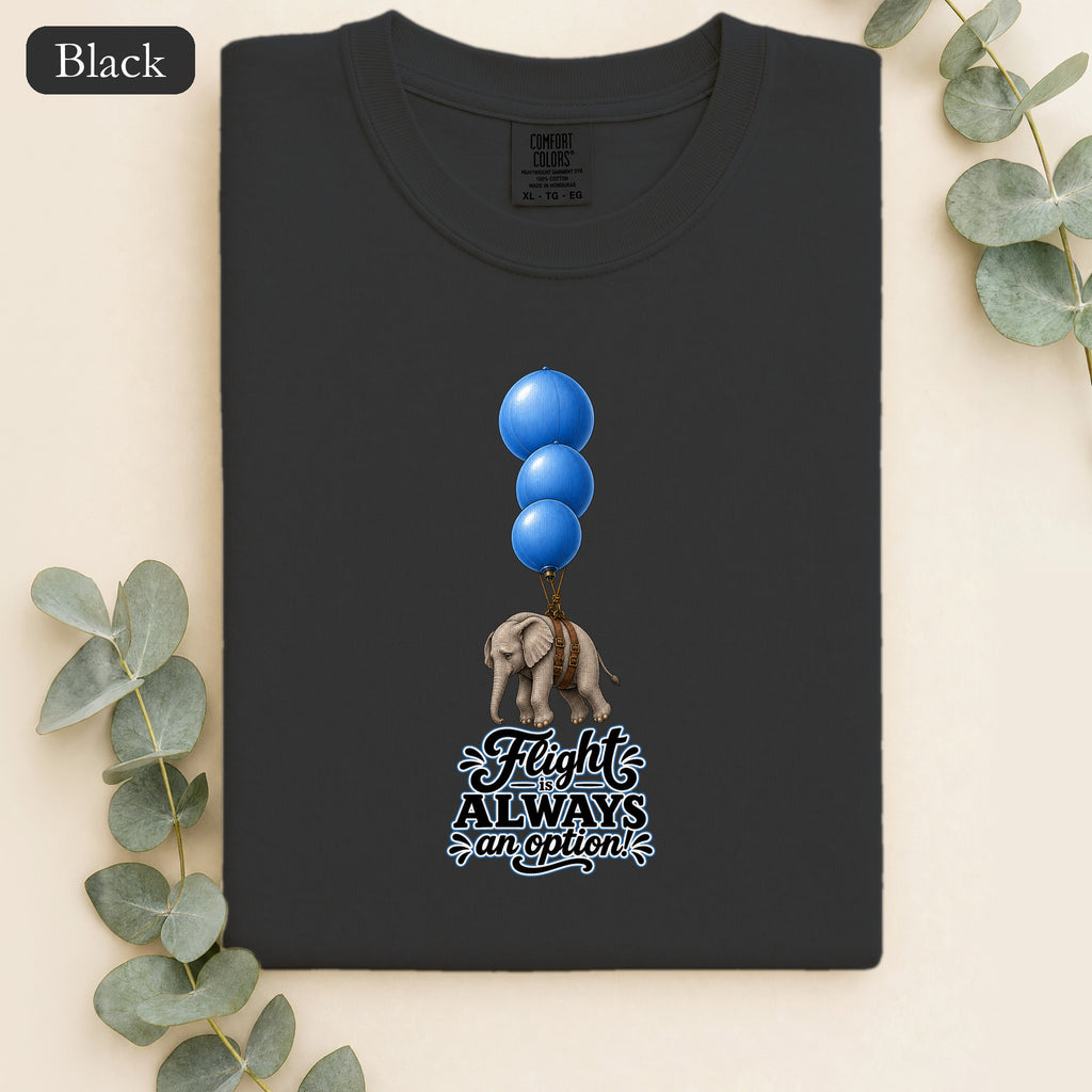 Blue Balloons Elephant illustration Shirt | Flight Always inspired quote