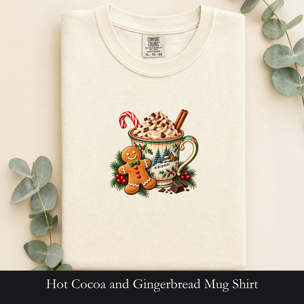 Hot Cocoa and Gingerbread Mug Shirt | Christmas Holiday Cozy