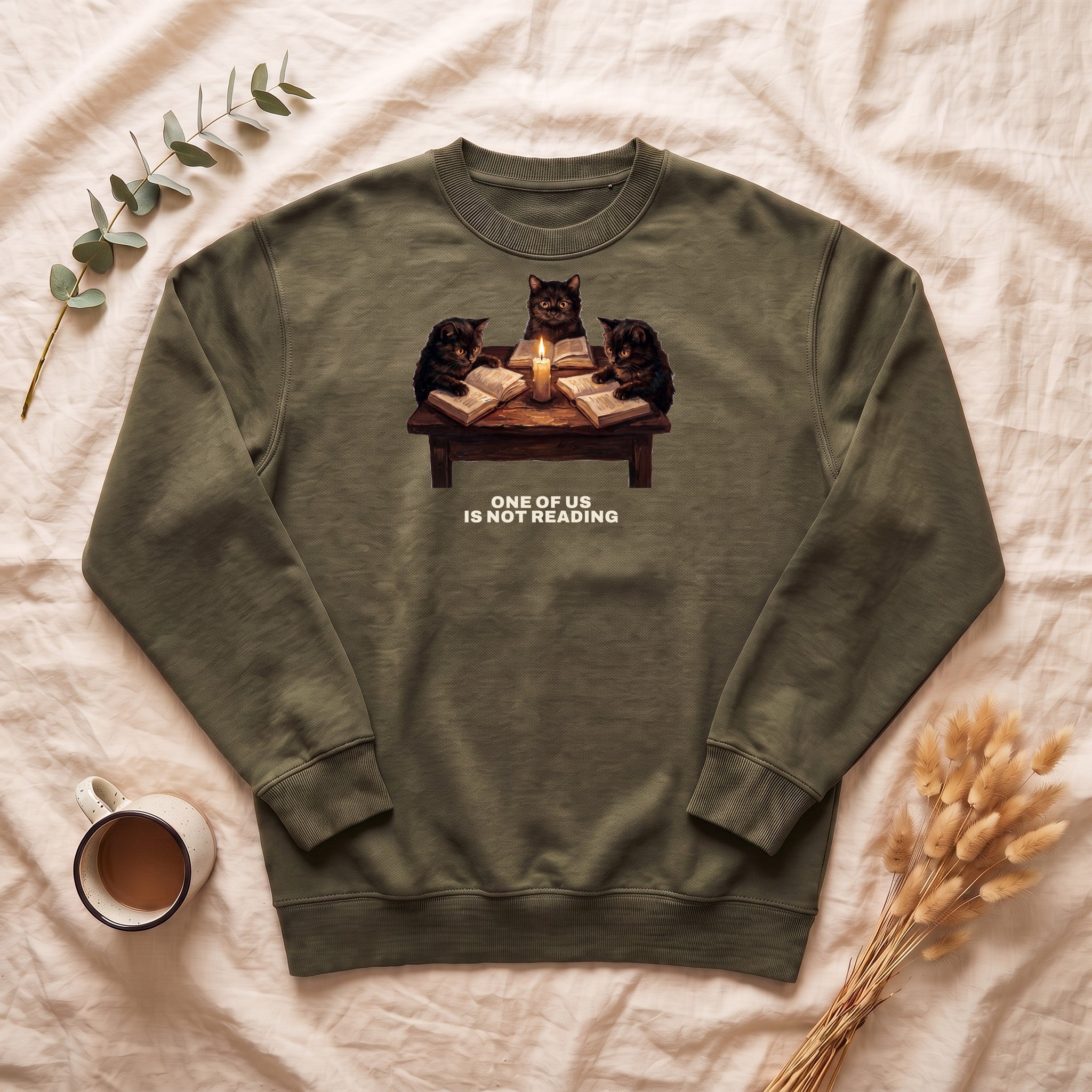 Book Club Cats Sweatshirt, One Of Us Is Not Reading Crewneck, Funny Book Club Group Sweatshirt, Reader Cat Lover Gift