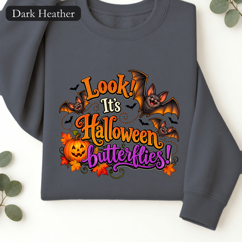 Look! It's Halloween Butterflies sweatshirt | Halloween pumpkin bats design