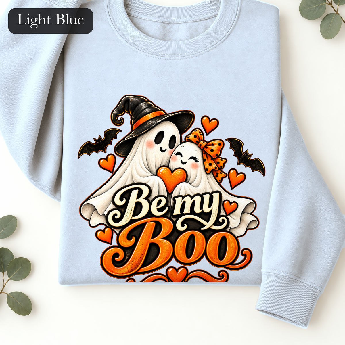 Be My Boo ghost couple Sweatshirt | Halloween spooky hearts