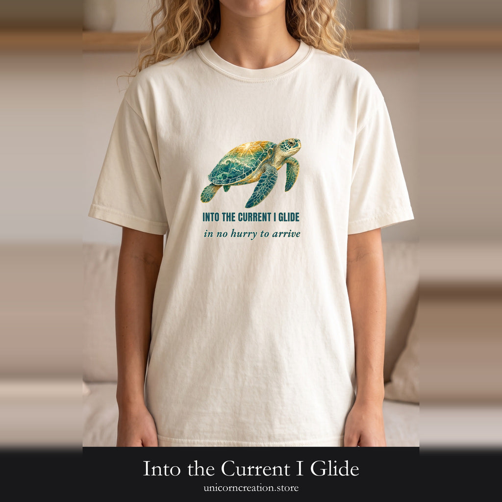 Into the Current I Glide Shirt, Sea Turtle Double Exposure Tee, Ocean Lover Marine Life Gift, Beach Nautical Sweatshirt