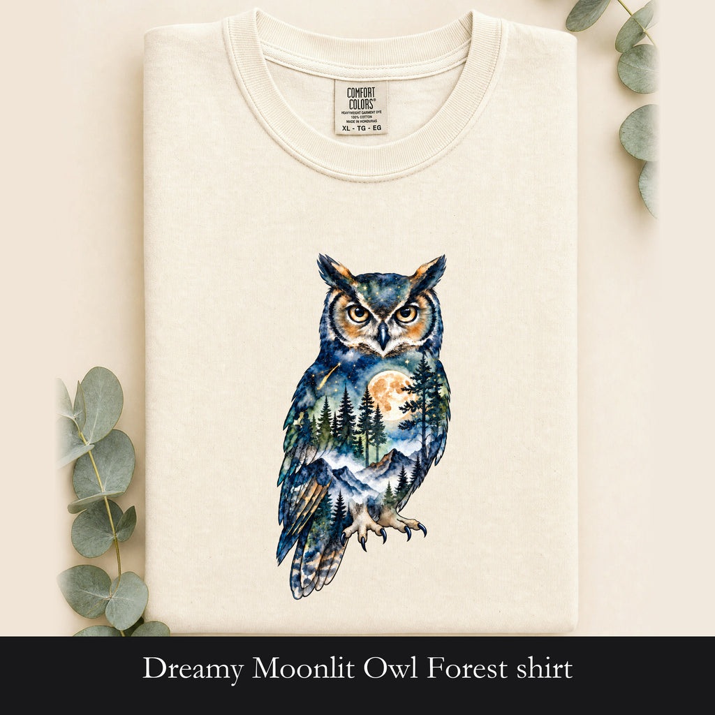 Dreamy Moonlit Owl Forest shirt | Owl Moon Tee