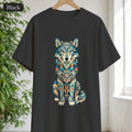 Boho Wolf Shirt, Folk Art Wolf Tee, Japanese Pattern Wolf Lover Gift, Vintage Floral Wolf Sweatshirt
