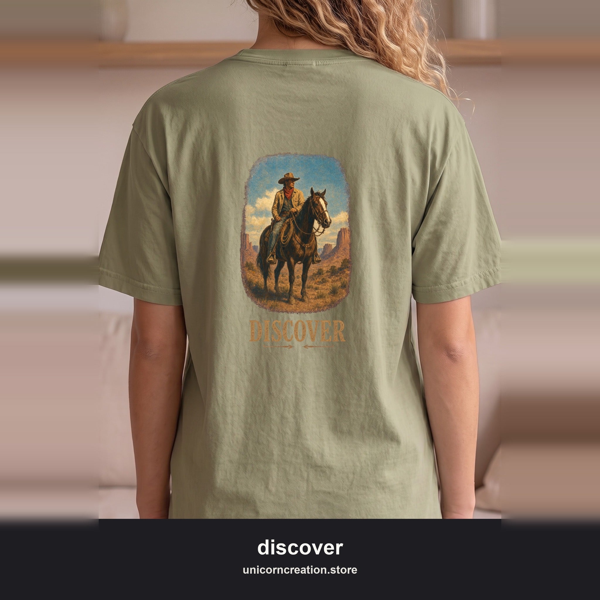 Discover Cowboy Shirt, Vintage Western Horse Tee, Desert Rodeo Tee, Sheriff Star Cowboy Gift
