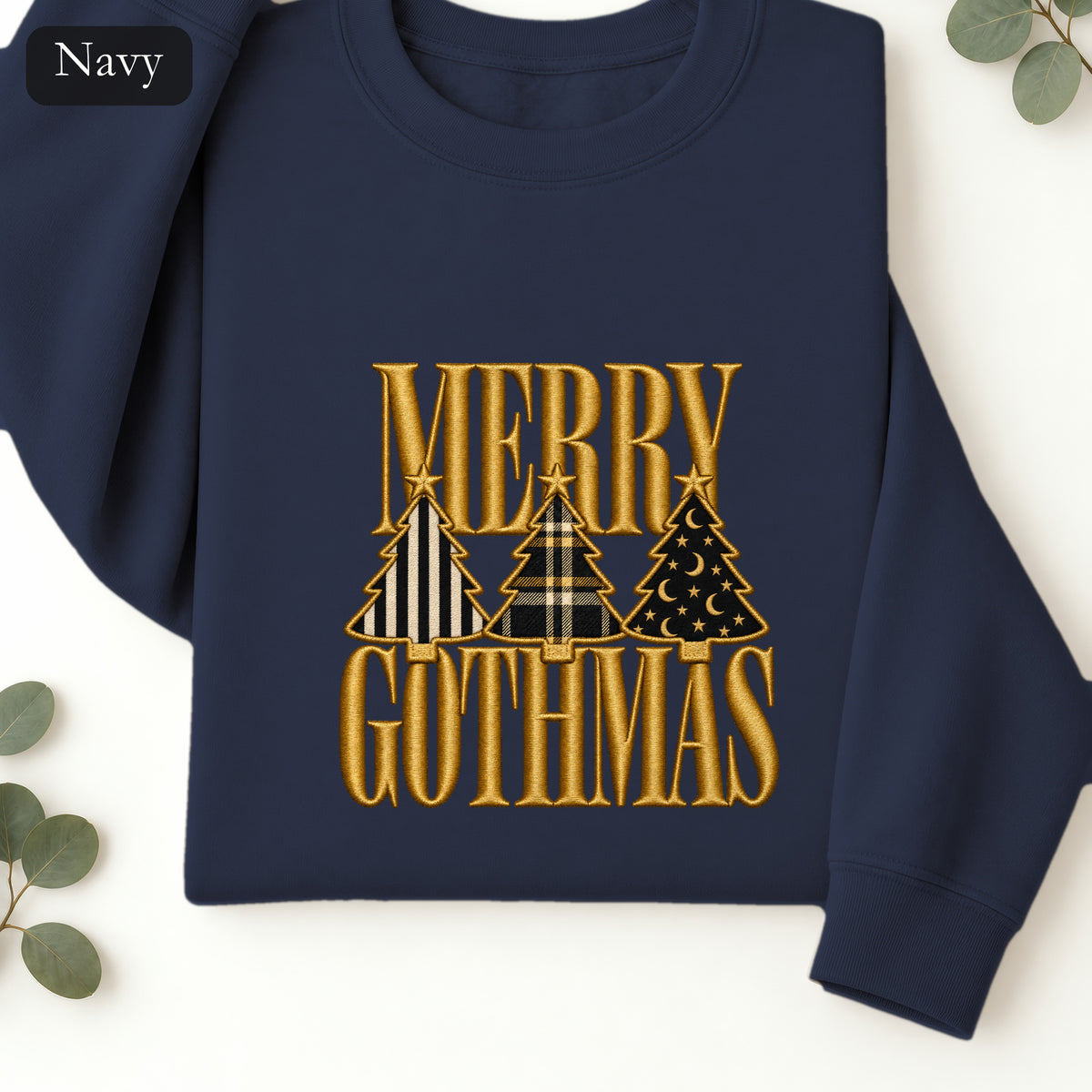 Merry Gothmas Sweatshirt | Gothic Christmas Tree Typography