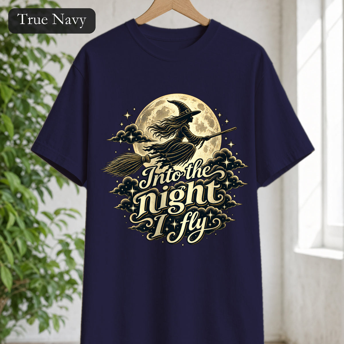 Witch Moon Shirt, Into the Night I Fly, Magical Halloween Tee, Witchy Aesthetic Gift