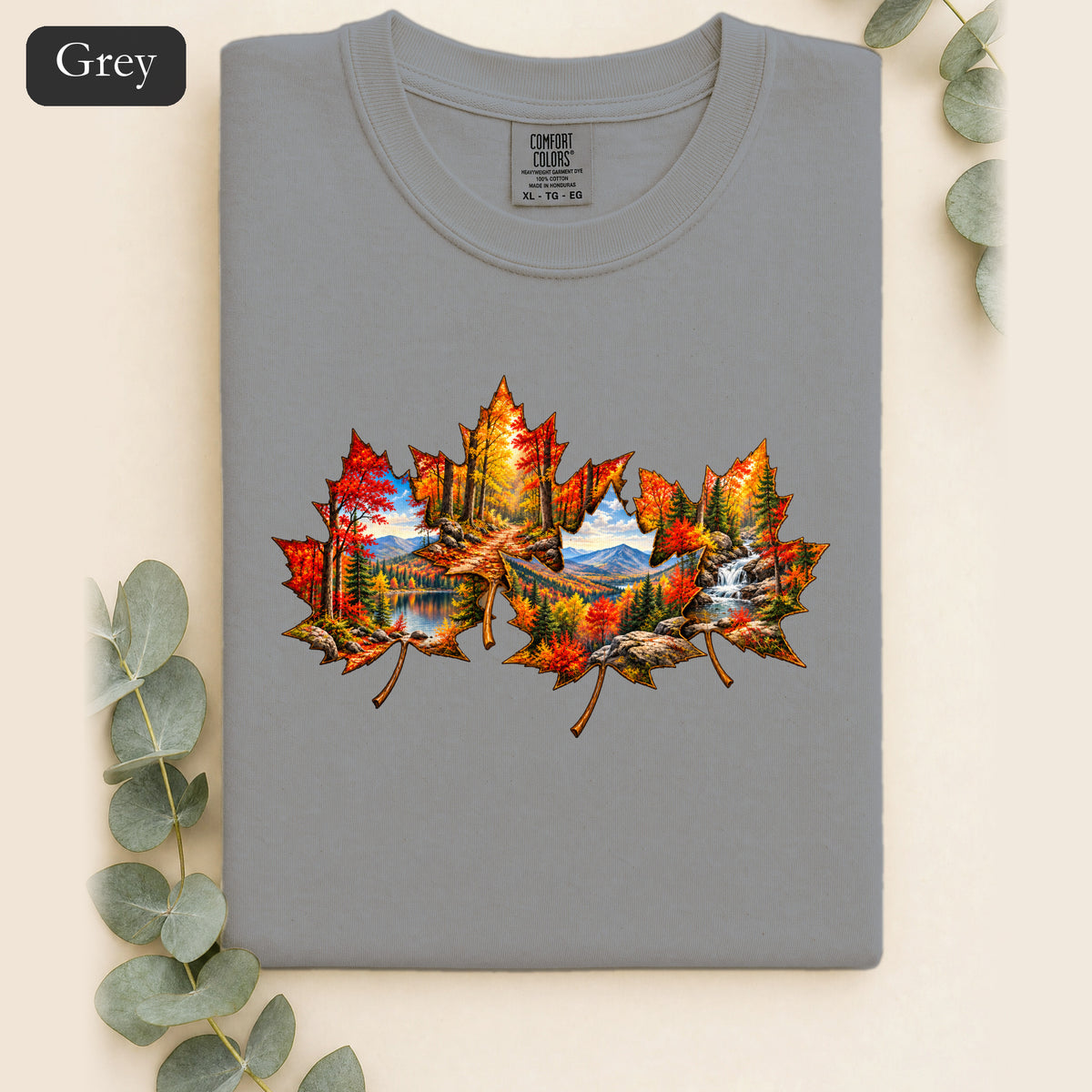 Autumn Maple Leaf Landscape Shirt | Fall Forest Lake Scene
