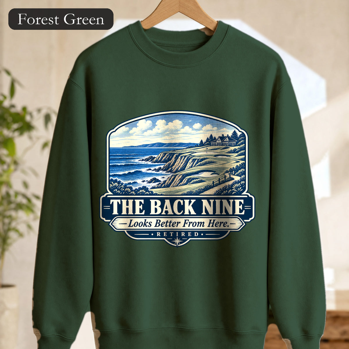 The Back Nine Sweatshirt, Scenic Golf Coast Crewneck, Vintage Golf Course Graphic, Golfer Gift