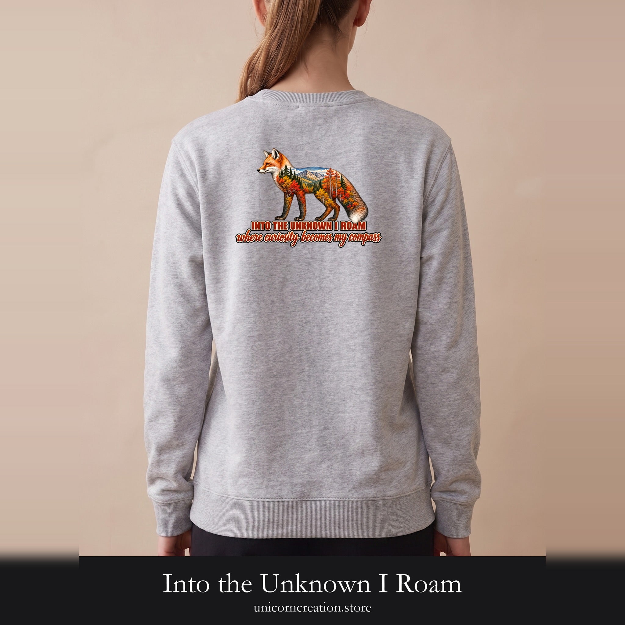 Into the Unknown I Roam Shirt, Fox Double Exposure Tee, Woodland Wanderlust Adventure Gift, Nature Hiking Sweatshirt