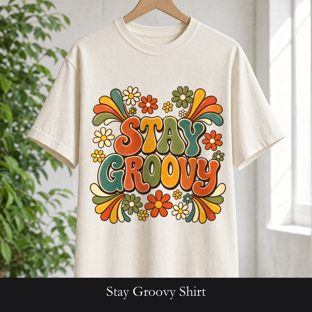 Stay Groovy Shirt, Retro 70s Tee, Groovy Aesthetic Gift, Positive Vibes Sweatshirt