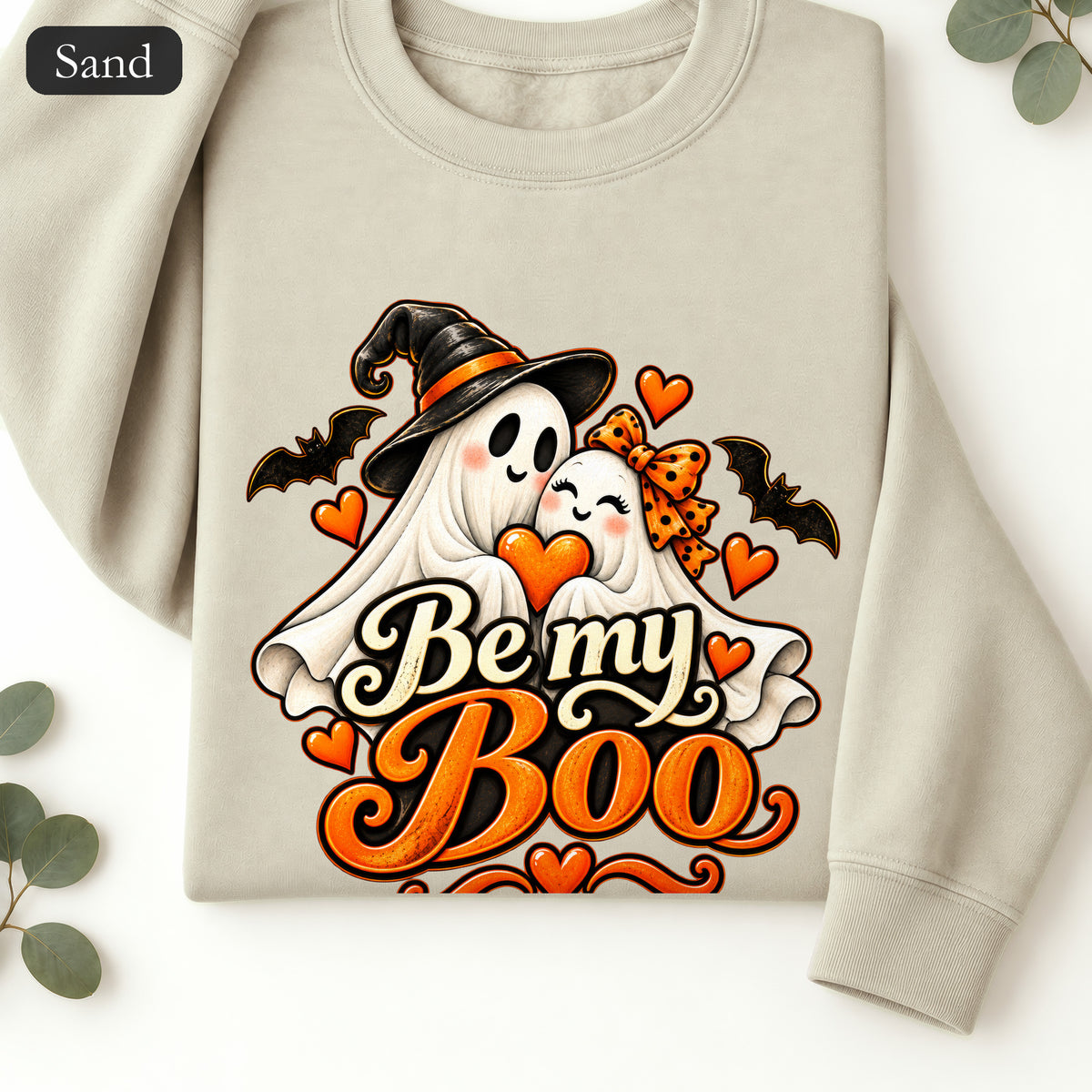 Be My Boo ghost couple Sweatshirt | Halloween spooky hearts
