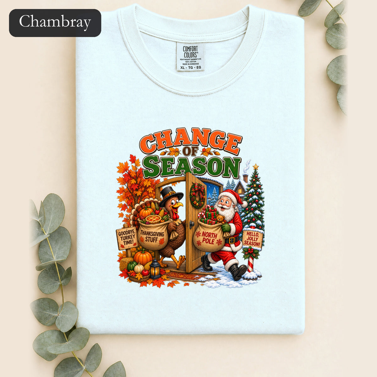 Change of Season Shirt | Fall to Winter Holiday Pumpkin Santa Design