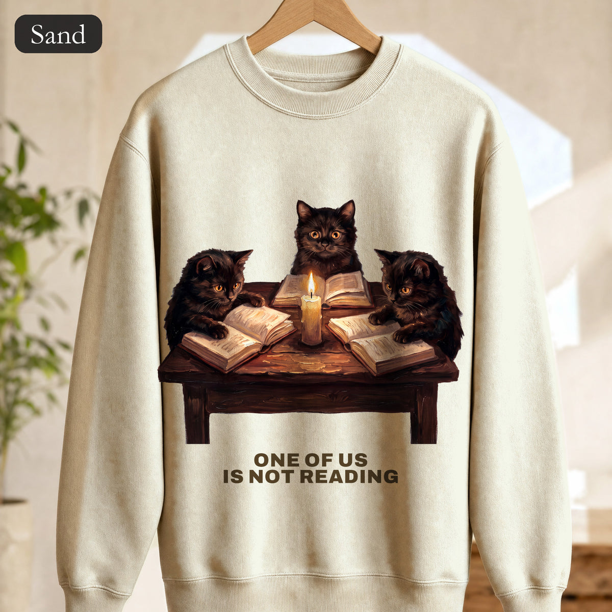 Book Club Cats Sweatshirt, One Of Us Is Not Reading Crewneck, Funny Book Club Group Sweatshirt, Reader Cat Lover Gift