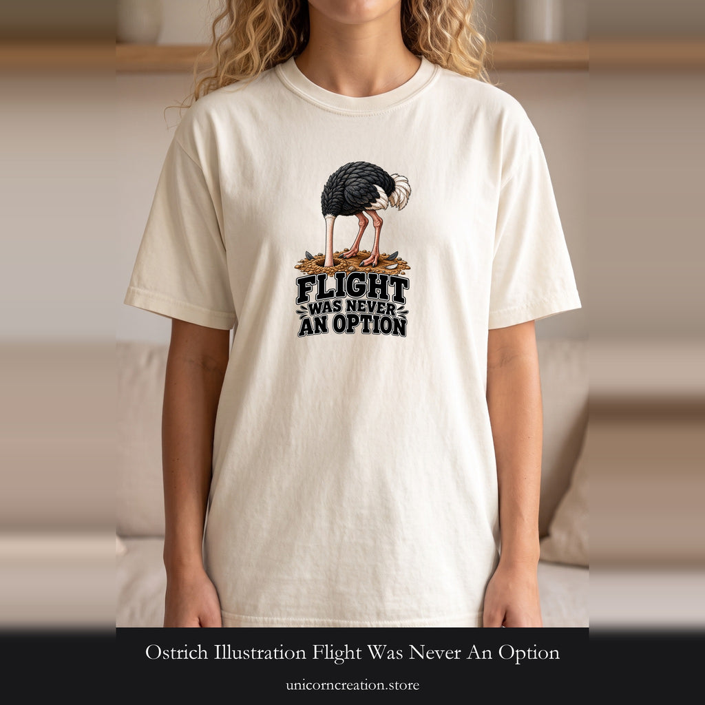 Ostrich Illustration Flight Was Never An Option Shirt | Funny Bird Tee
